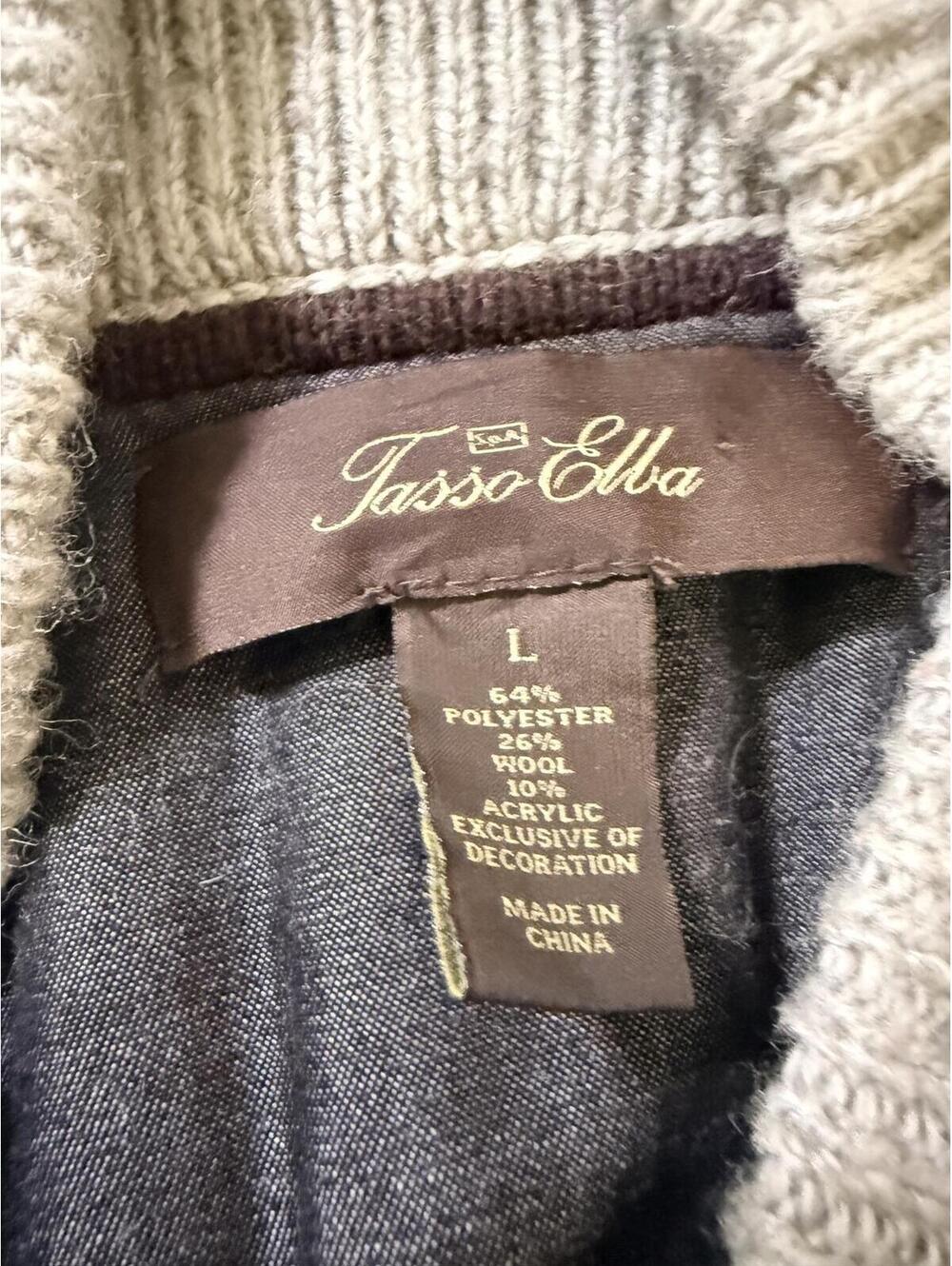 Tasso Elba Shawl Collar Cardigan Mens Large Gray Cable Knit Button Front Sweater - Picture 5 of 6